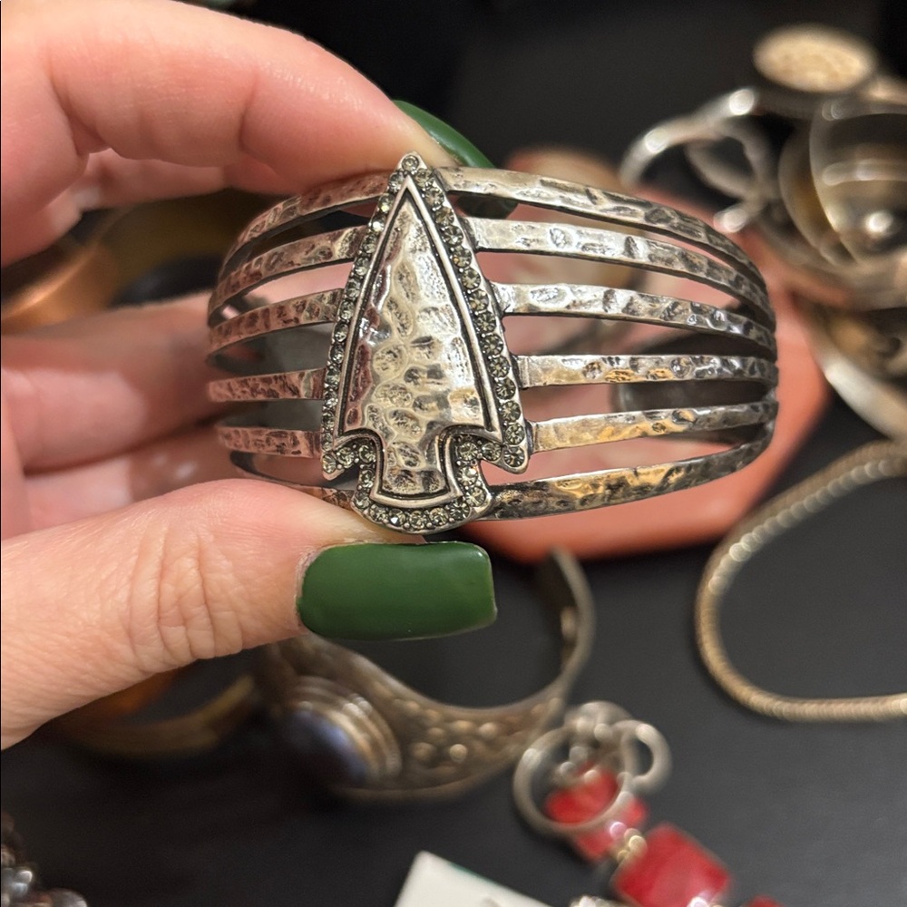 Silver Tone Arrowhead silver cuff adjustable bracelet